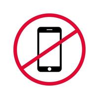 Vector sign prohibiting the use of mobile device in specific place.