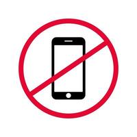 Vector sign prohibiting the use of mobile device in specific place.