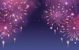 Bright Fireworks in the Sky Background vector