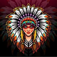 American indian esport logo mascot design. vector