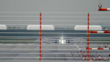 Airplane departure at rain video
