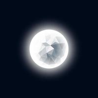 Glowing Low Poly moon on a dark background. Vector Illustration