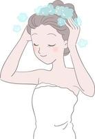 Woman Washing Her Hair Vector Illustration