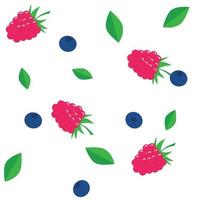 pattern of summer berries. raspberries and blueberries vector