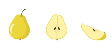 set of pears. pear whole, half and slice vector