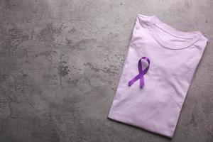 Purple Ribbon For Alzheimer's Disease, Pancreatic Cancer, Epilepsy Awareness, World Cancer Day photo