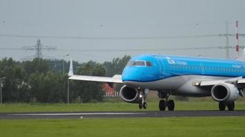 Airplane of KLM landing