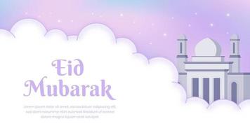 fondo de paisaje de eid mubarak degradado con estilo plano vector