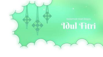 Gradient Idul Fitri landscape background with flat style vector