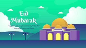 Flat eid al Fitr landscape illustration vector