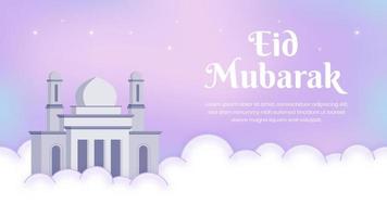 Gradient Eid Mubarak landscape background with flat style vector