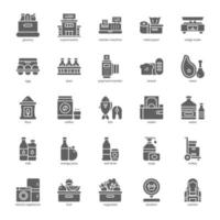 paquete de iconos de comestibles para el diseño de su sitio web, logotipo, aplicación, ui. diseño de glifo de icono de supermercado. ilustración de gráficos vectoriales y trazo editable. vector