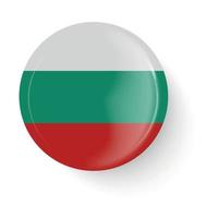 Round flag of Bulgaria. Pin button. Pin brooch icon, sticker. 3D vector. Web button. vector