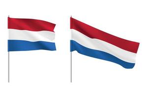 Netherlands flags. Set of national realistic Netherlands flags. vector