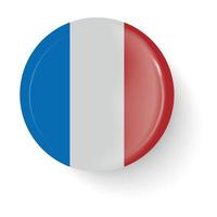 Round flag of France. Pin button. Pin brooch icon, sticker. vector