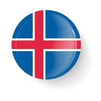 bandera redonda de islandia. botón de alfiler icono de broche de alfiler, pegatina. vector