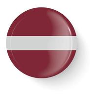 Round flag of Latvia. Pin button. Pin brooch icon, sticker. vector