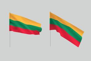 Lithuania flags. Set of national realistic Lithuanian flags. vector