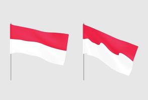 Monaco flags. Set of national realistic Monaco flags. vector