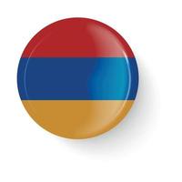 bandera redonda de armenia. botón de alfiler icono de broche de alfiler, pegatina. botón web. vector