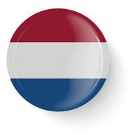 Round flag of the Netherlands. Pin button. Pin brooch icon, sticker. vector