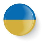 Round flag of Ukraine. Pin button. Pin brooch icon, sticker. vector
