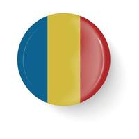 Round flag of Romania. Pin button. Pin brooch icon, sticker. vector