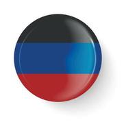 bandera redonda de la república popular de donetsk. botón de alfiler icono de broche de alfiler, pegatina.