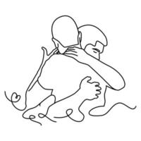 flat design illustration of people hugging line art vector