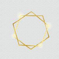 shiny gold polygon frame with glowing effect, vector illustration