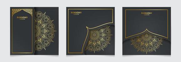 saludos islámicos de ramadan kareem con diseño de plantilla de adorno de mandala dorado vector