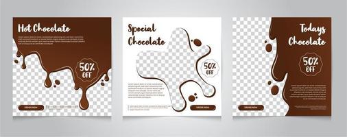 diseño de plantilla de redes sociales para bebidas y comida de chocolate vector