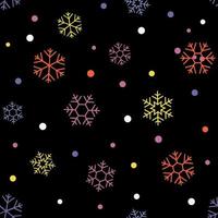 Colorful Snow Illustration seamless pattern isolated on black background vector