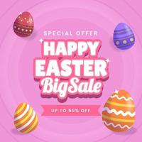 Pink Happy Easter Big Sale Template Design Background vector