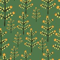 Hand drawn a sprig with berries seamless pattern. Branch with leaves and berry wallpaper. vector