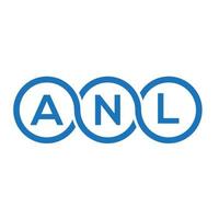 diseño de logotipo de letra anl sobre fondo blanco. anl concepto de logotipo de letra de iniciales creativas. diseño de letra anl. vector