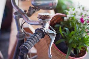 Old bicycle and flowers photo