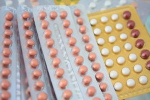 Colorful oral contraceptive pill photo