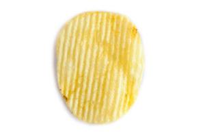 potato chip on white background close-up photo