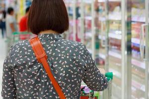 Closeup woman shopping in supermarket photo