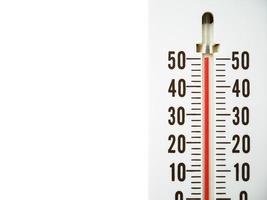 Closeup thermometer showing temperature in degrees Celsius photo