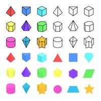 Set of 3D and 2D Geometry Shapes vector design