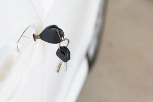 Car keys left in the car door photo