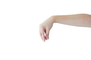 Hand pose like picking something isolated on white photo