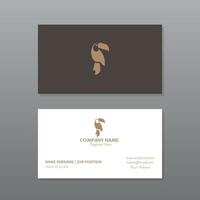 Brown and white business card with toucan design vector