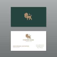 Business card in green and white with lion design in gold color vector