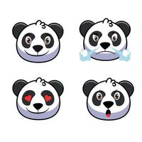 Set of panda bear with different expressions vector