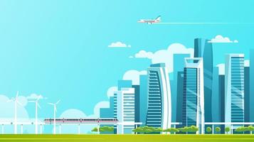 Future city concept background vector illustration for free