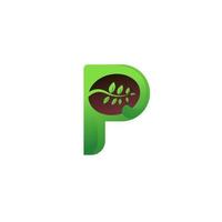 Letter P logo green coffee icon design template elements vector