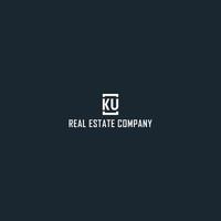 logo design inspiration for ultra-luxury real estate company which built from abstract initial letter K and U isolated with abstract white rectangle shape also suitable for brands name KU and the UK vector